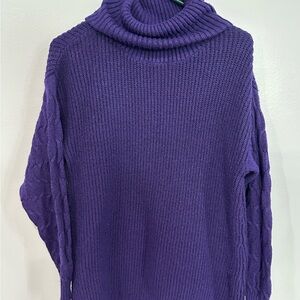 St. John's Bay Women's Rich Purple Cowl Neck Sweater